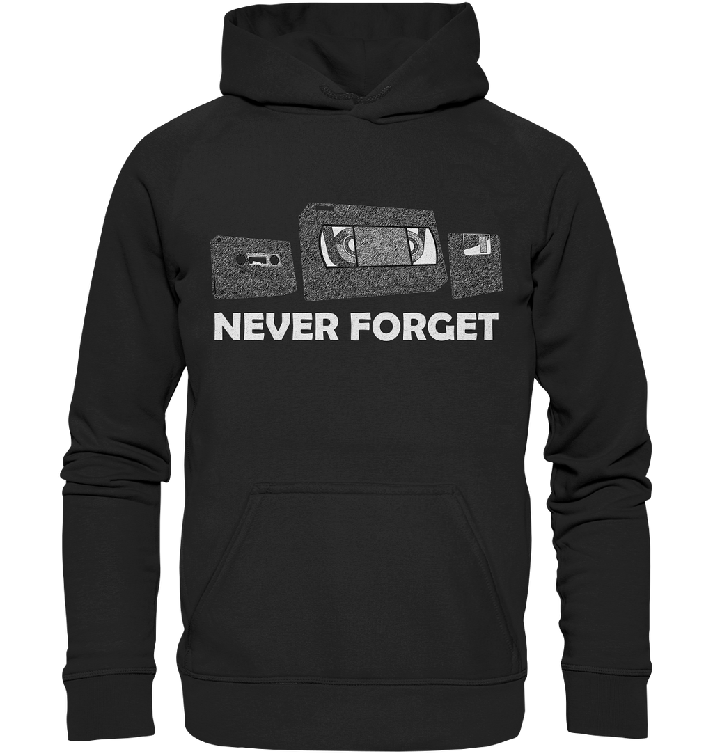 Kasette, VHS,  Disk - never forget - Basic Unisex Hoodie