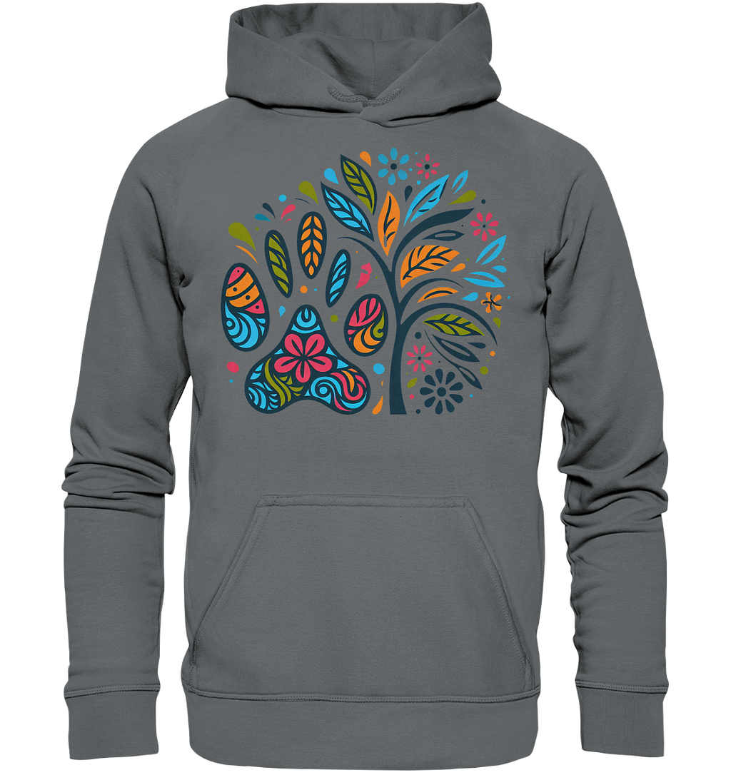 Pfote und Baum Farbenfrohes Design - Basic Unisex Hoodie
