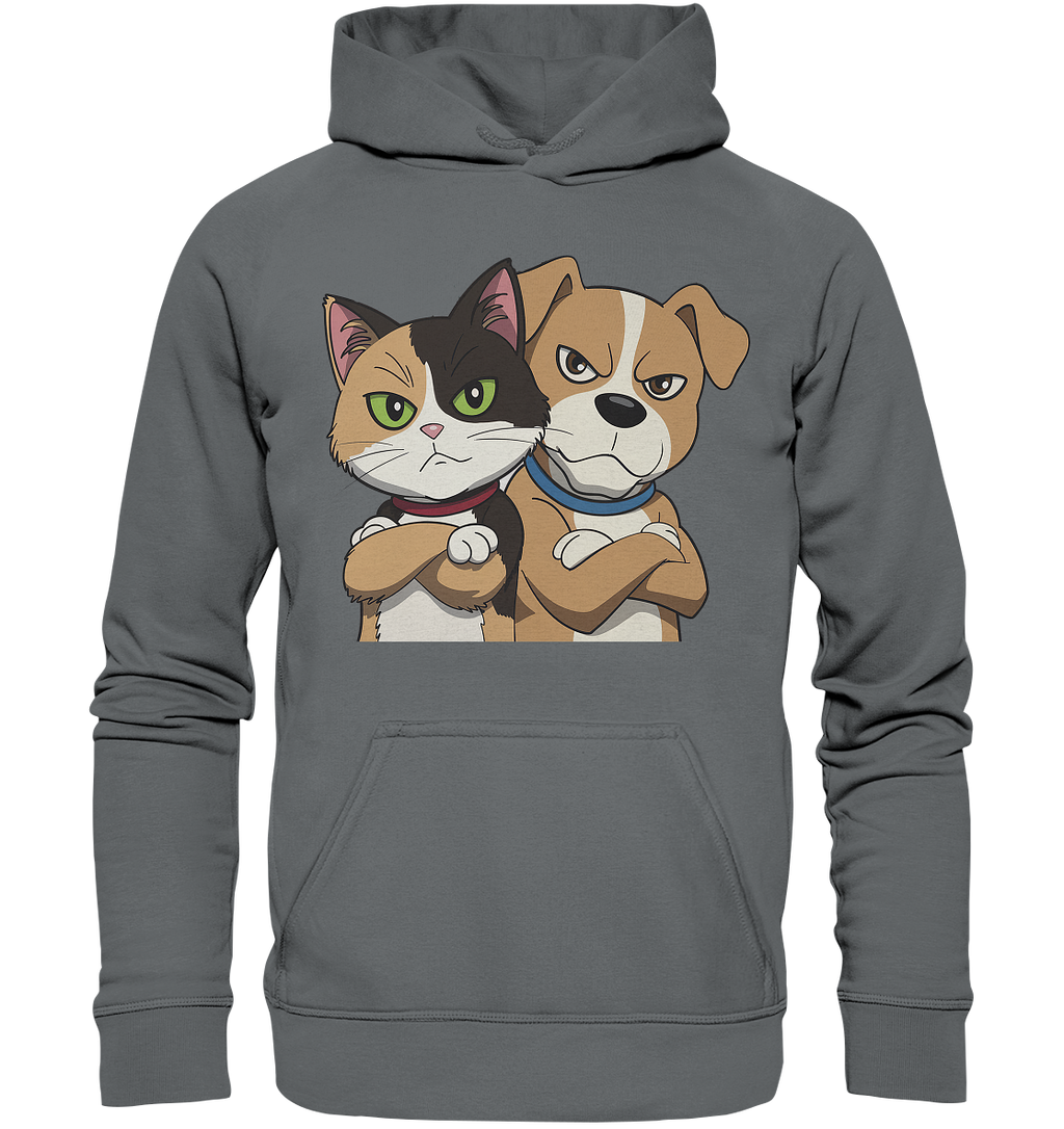 Hund und Katze grumpy - personalisierbar - Basic Unisex Hoodie