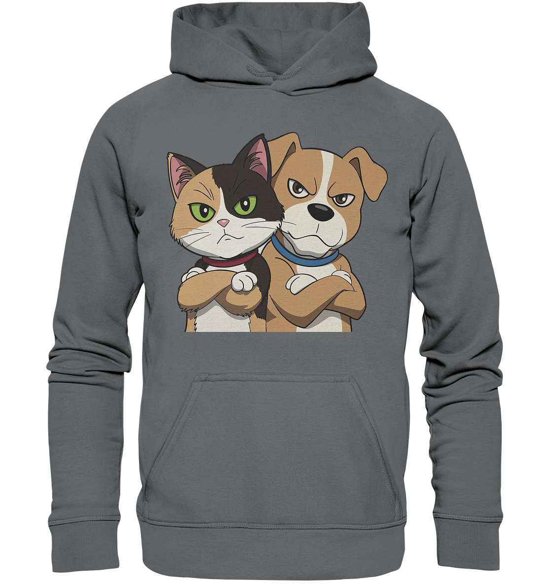 Hund und Katze grumpy - personalisierbar - Basic Unisex Hoodie