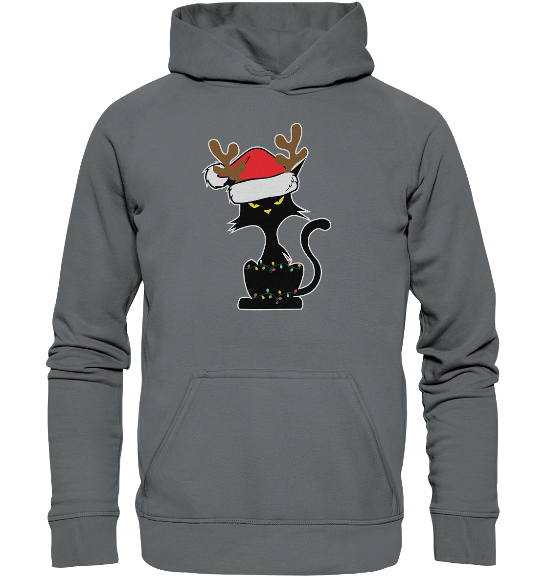Grumpy Weihnachts Katze Cartoon - Basic Unisex Hoodie
