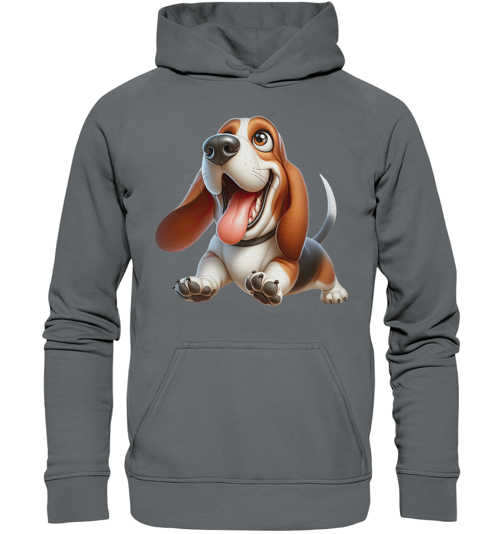 Basset Hound Cartoon personalisierbar - Basic Unisex Hoodie