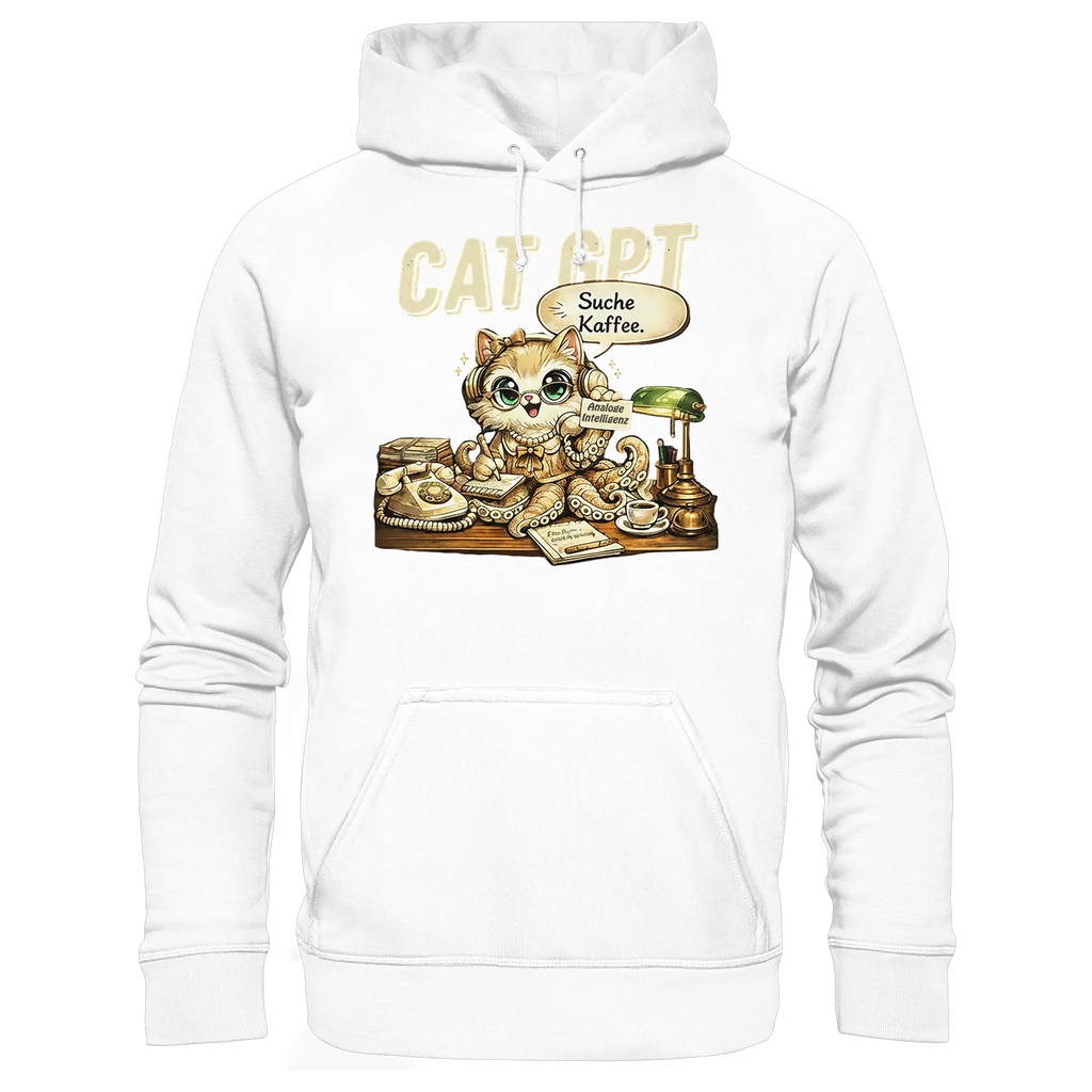 CAT GPT Funny Retro Office Cat - Basic Unisex Hoodie - PAWentura