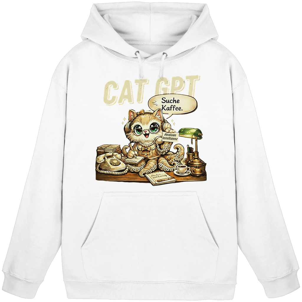 CAT GPT Funny Retro Office Cat - Basic Unisex Hoodie - PAWentura
