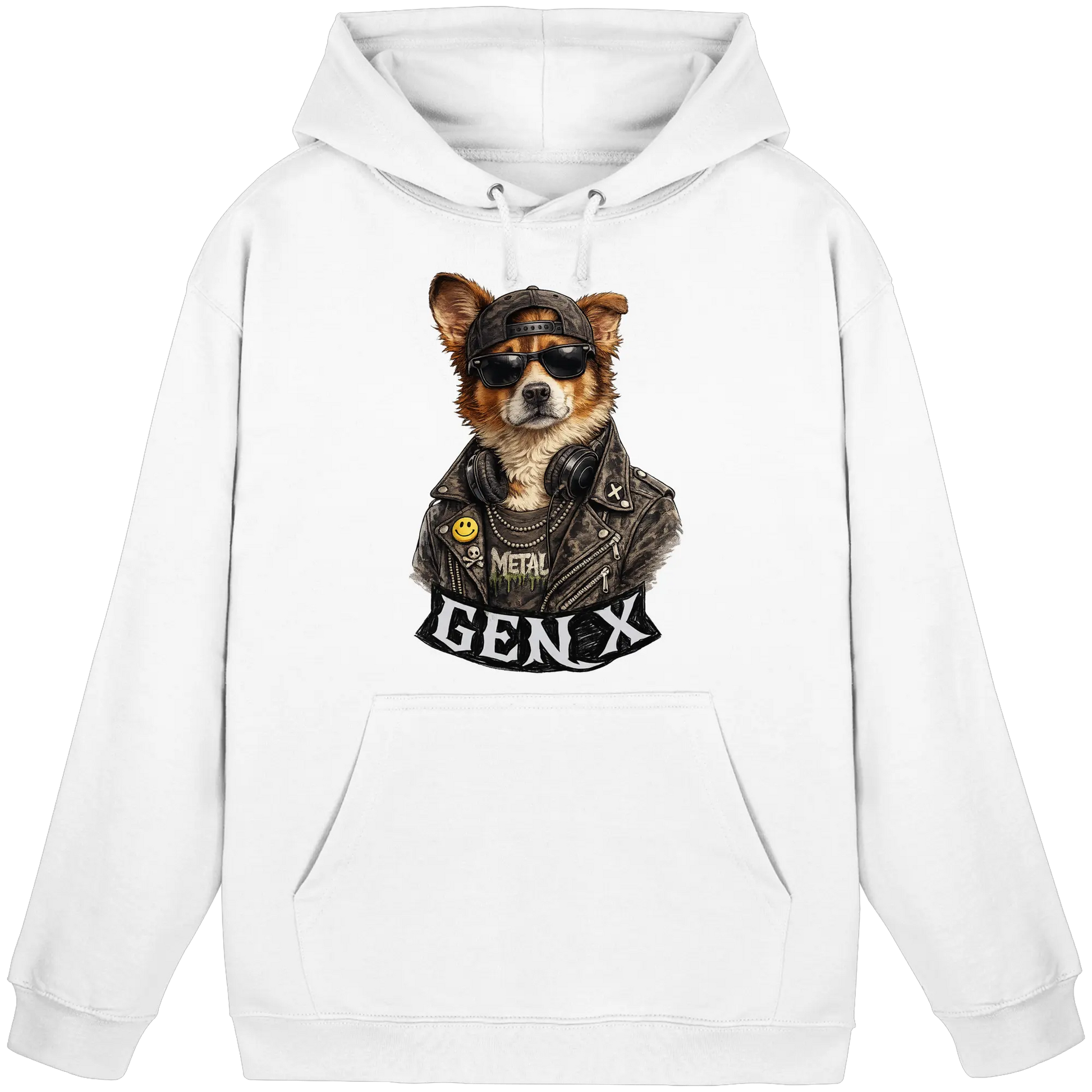 GEN X Funny Punk Dog 80s - Basic Unisex Hoodie - PAWentura