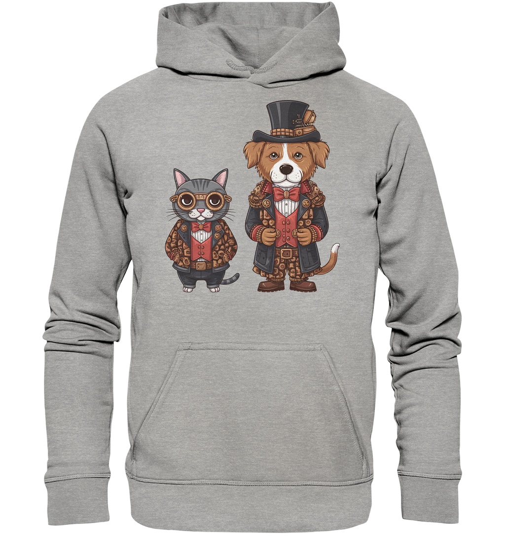 Hund und Katze Steam Punk Stil Illustration - Basic Unisex Hoodie