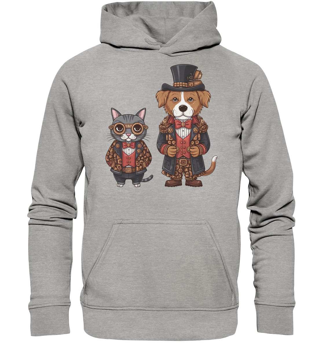 Hund und Katze Steam Punk Stil Illustration - Basic Unisex Hoodie