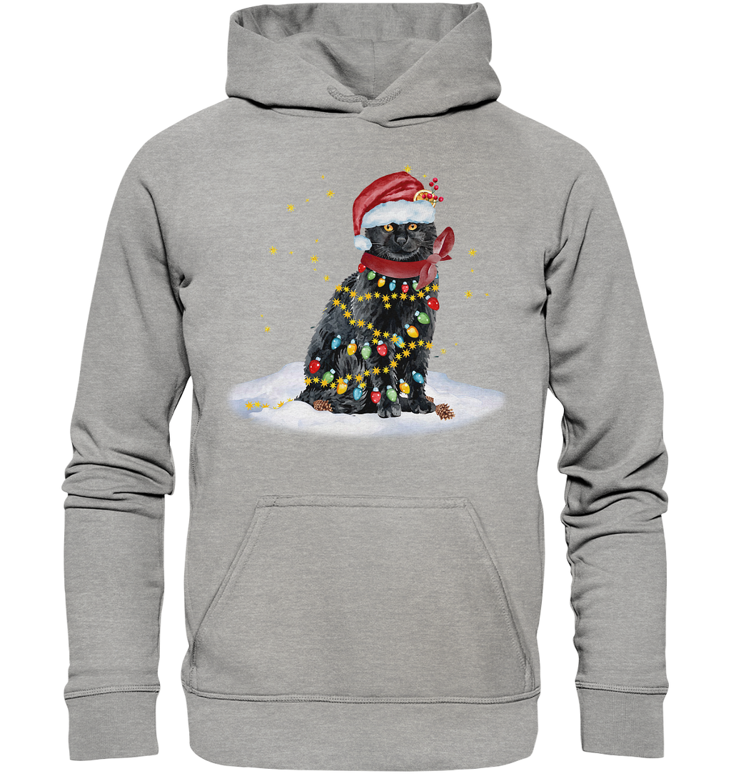 Lustige Weihnachts Katze Zeichnung - Basic Unisex Hoodie