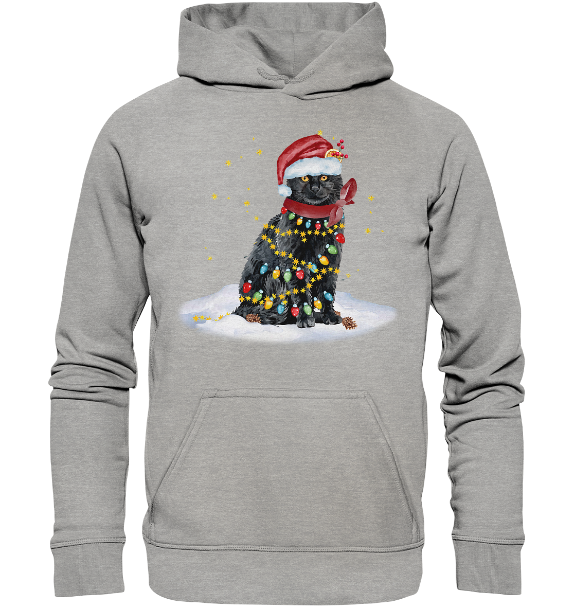 Lustige Weihnachts Katze Zeichnung - Basic Unisex Hoodie