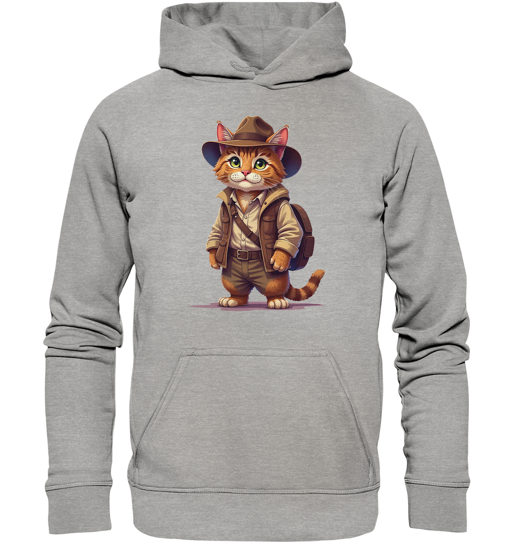 Abenteurer Katze Cartoon  - personalisierbar - Basic Unisex Hoodie