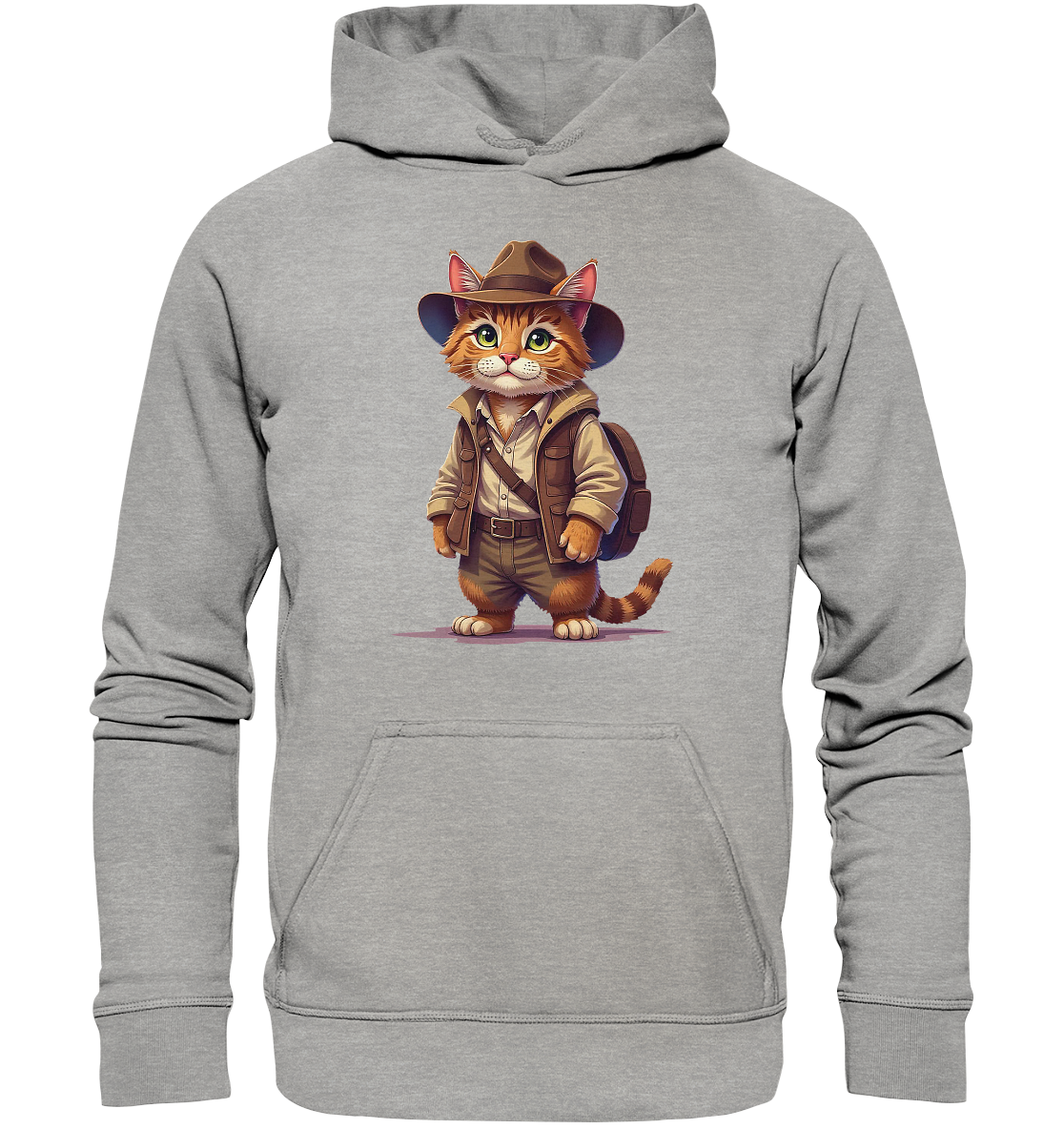 Abenteurer Katze Cartoon  - personalisierbar - Basic Unisex Hoodie