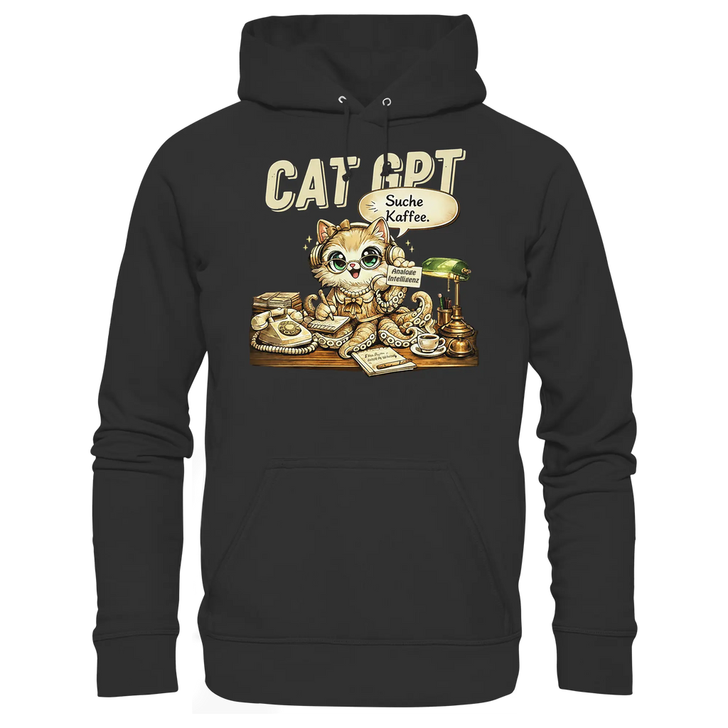CAT GPT Funny Retro Office Cat - Basic Unisex Hoodie - PAWentura