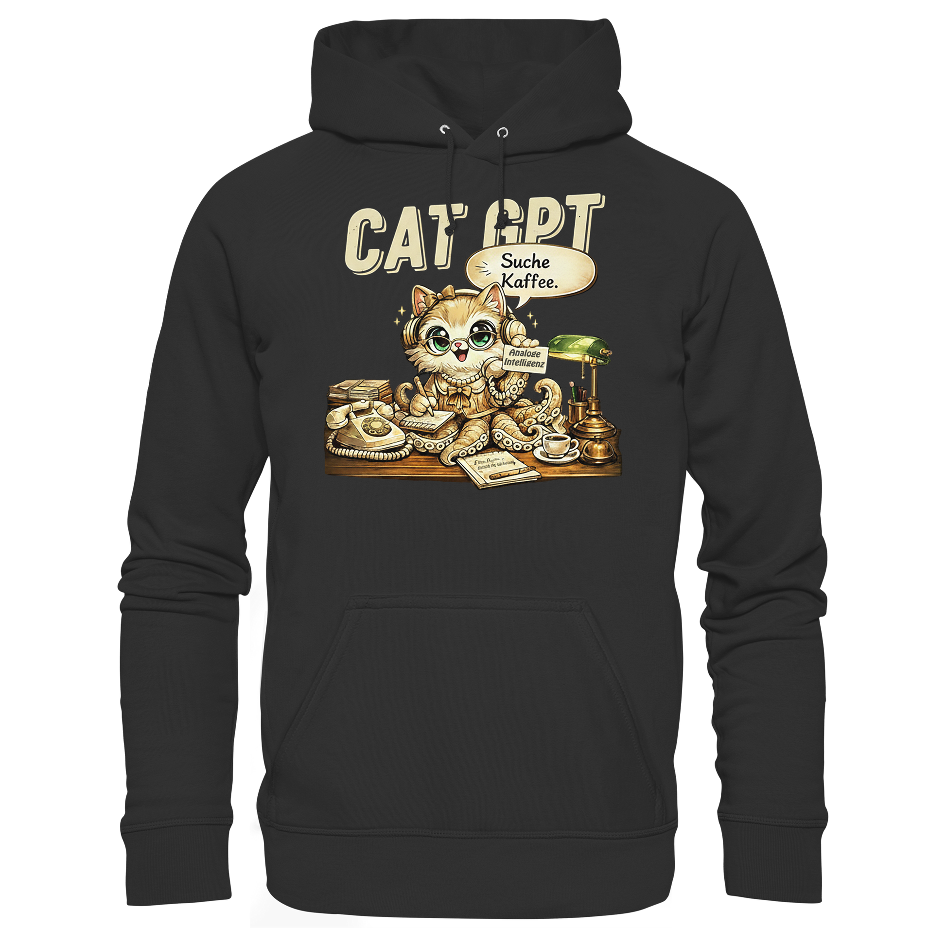 CAT GPT Lustige Retro Büro Katze - Basic Unisex Hoodie