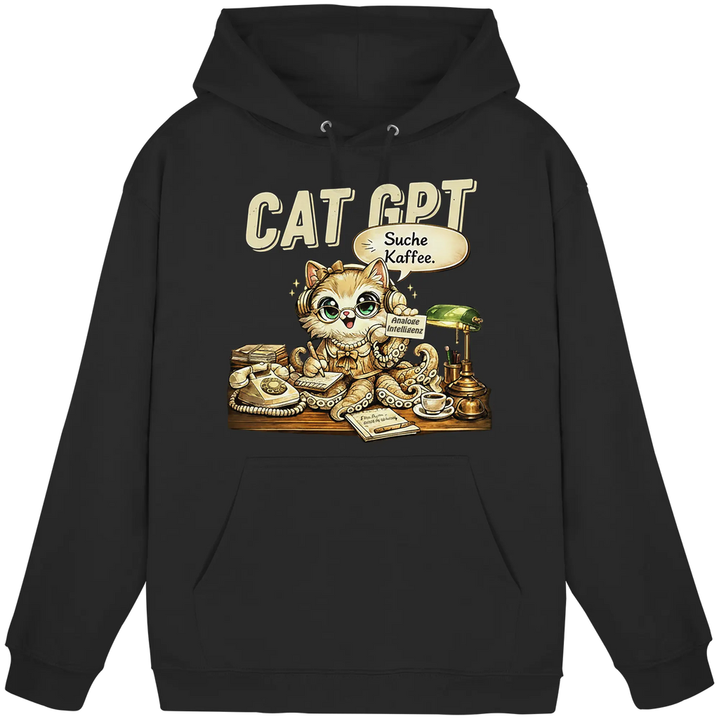CAT GPT Funny Retro Office Cat - Basic Unisex Hoodie - PAWentura