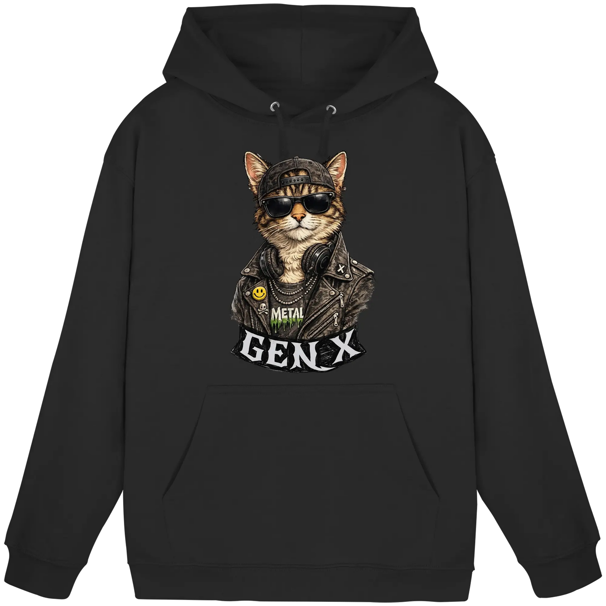 GEN X Funny Punk Cat - Basic Unisex Hoodie - PAWentura