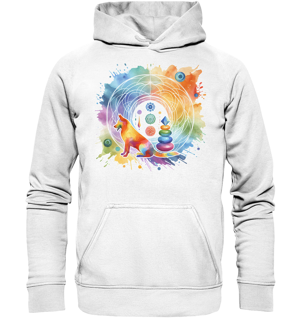 Chakra Art mit Hund Aquarell  - Basic Unisex Hoodie