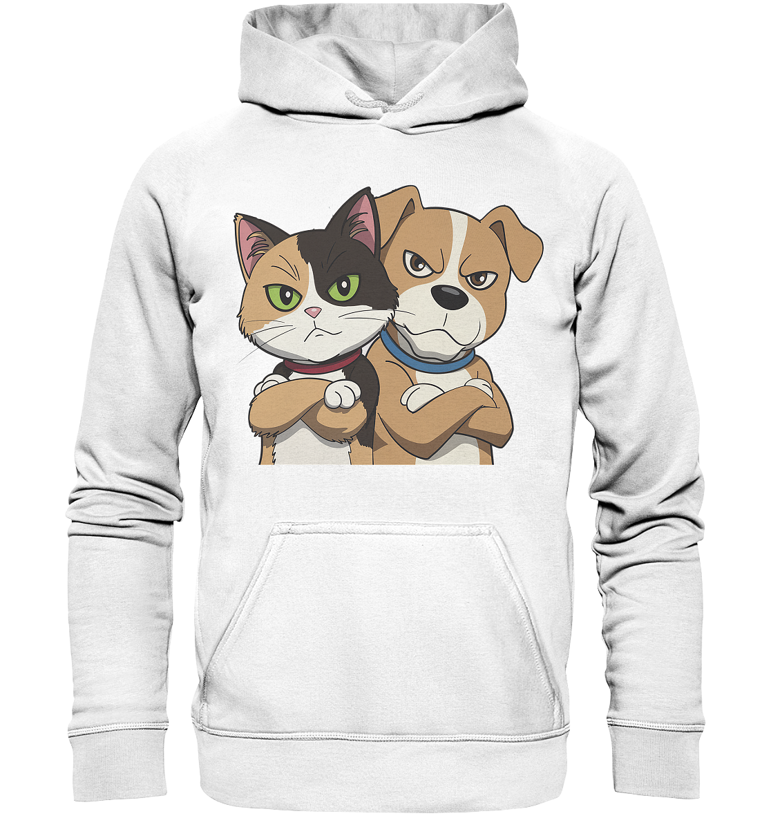 Hund und Katze grumpy - personalisierbar - Basic Unisex Hoodie