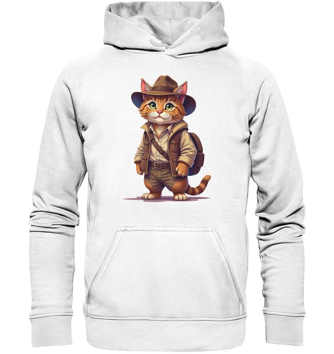 Abenteurer Katze Cartoon  - personalisierbar - Basic Unisex Hoodie