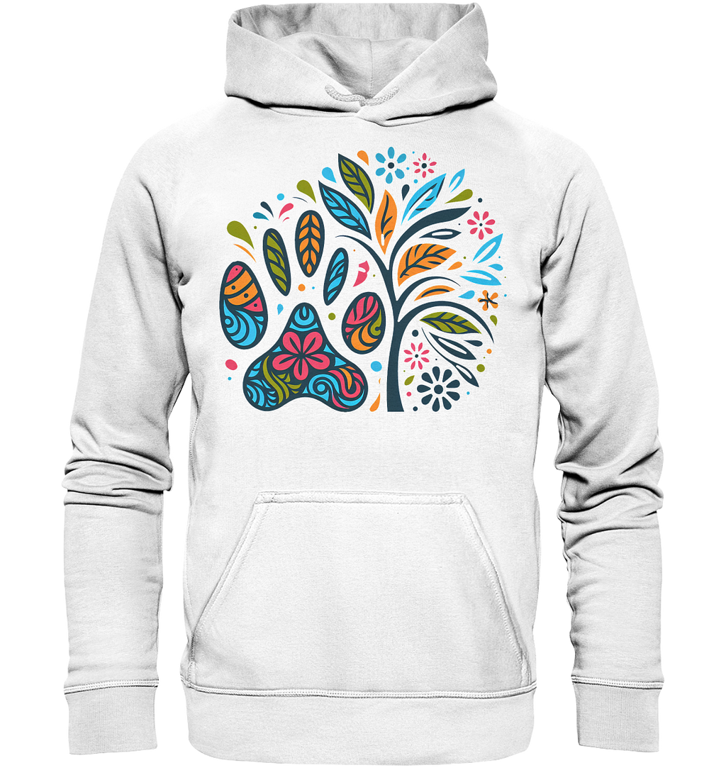 Pfote und Baum Farbenfrohes Design - Basic Unisex Hoodie