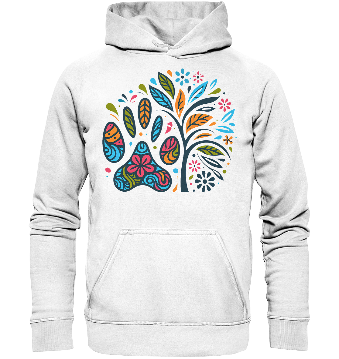 Pfote und Baum Farbenfrohes Design - Basic Unisex Hoodie