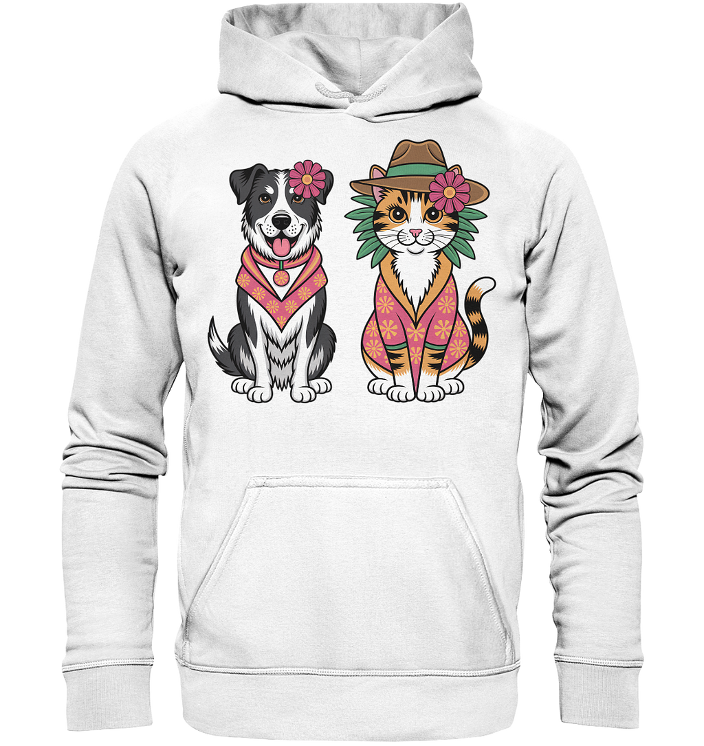 Hund und Katze Illustration Kahlo style - Basic Unisex Hoodie