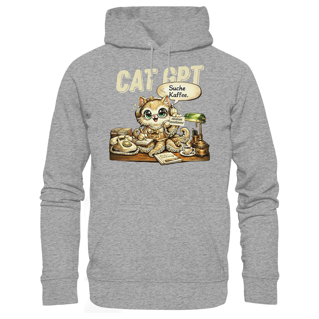 CAT GPT Funny Retro Office Cat - Basic Unisex Hoodie - PAWentura