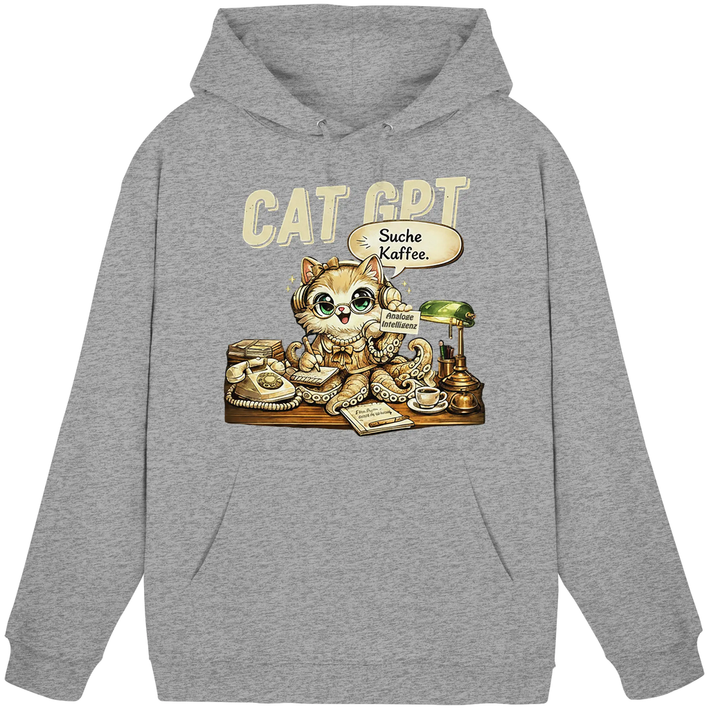 CAT GPT Funny Retro Office Cat - Basic Unisex Hoodie - PAWentura