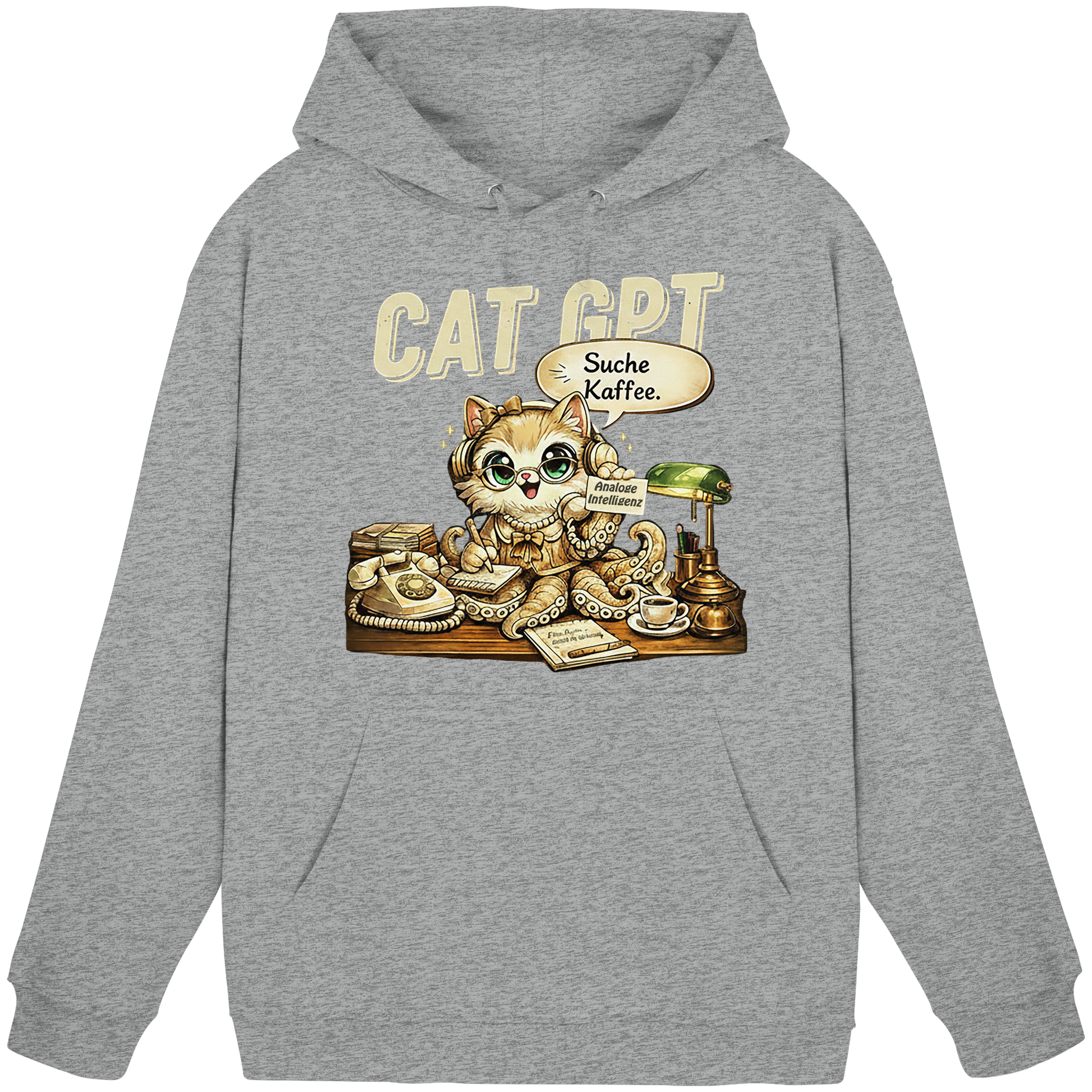 CAT GPT Lustige Retro Büro Katze - Basic Unisex Hoodie