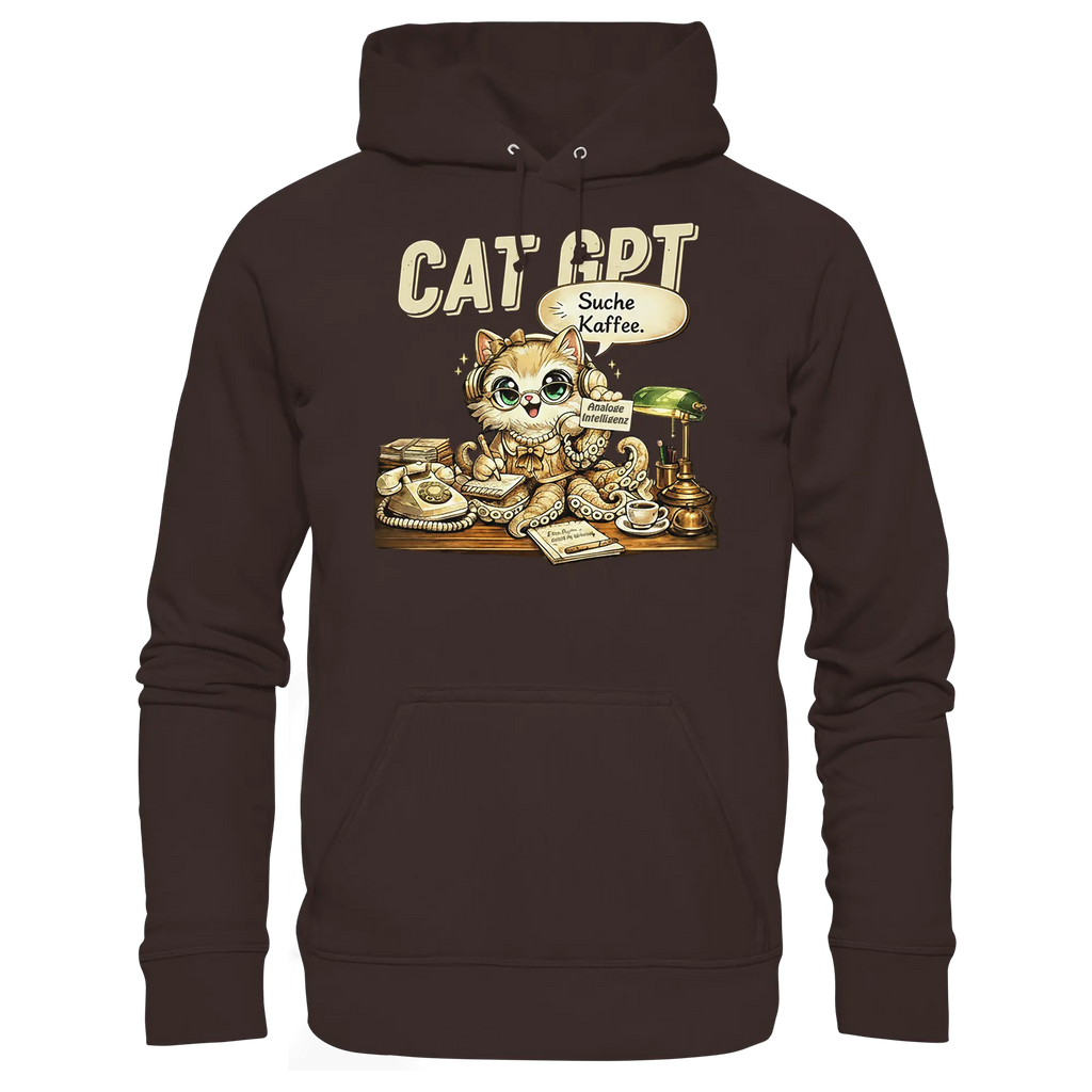 CAT GPT Funny Retro Office Cat - Basic Unisex Hoodie - PAWentura