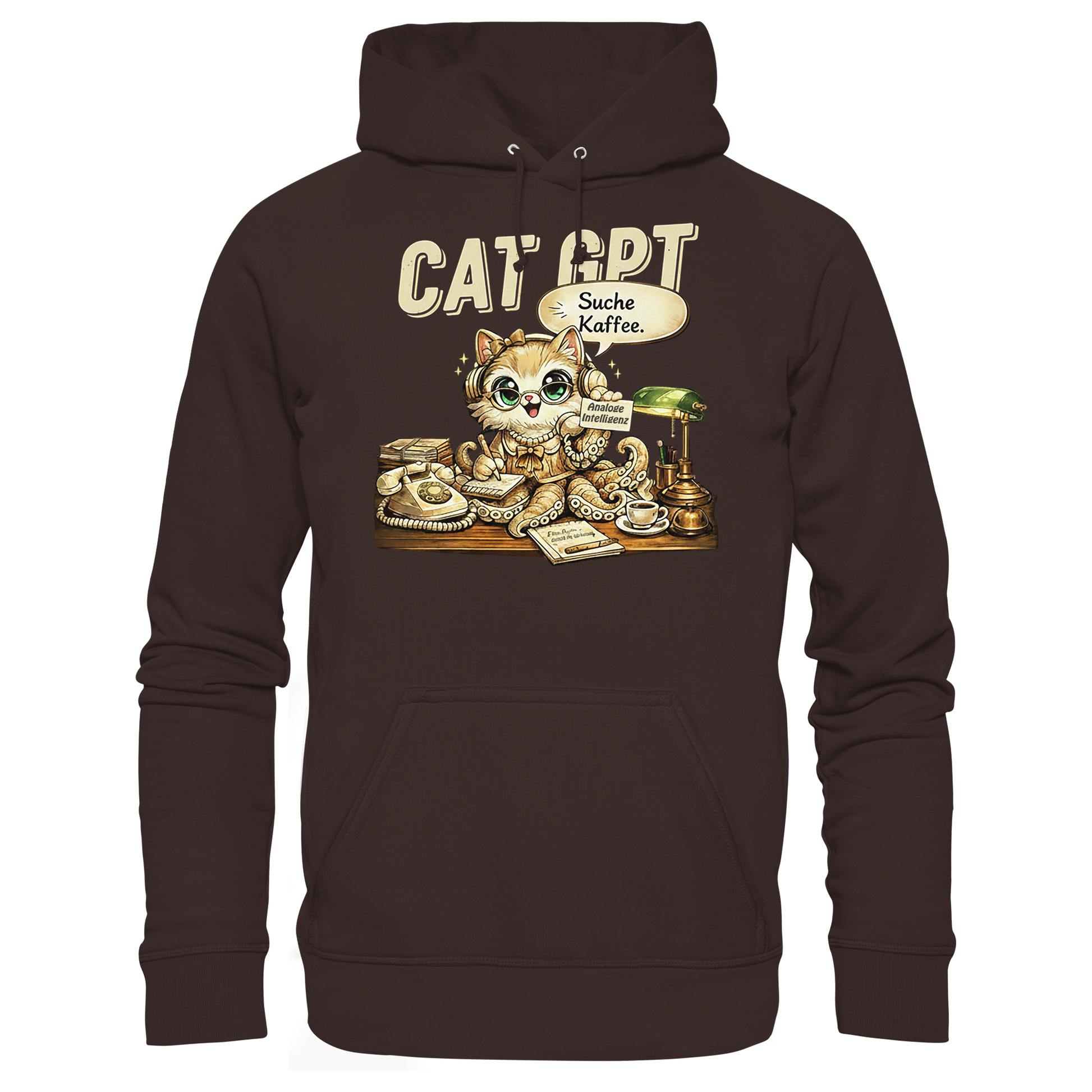 CAT GPT Lustige Retro Büro Katze - Basic Unisex Hoodie