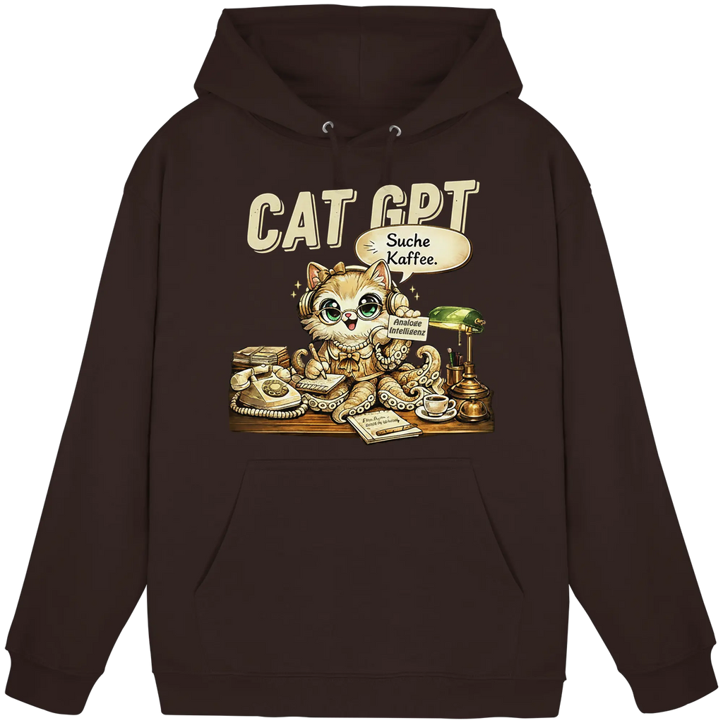 CAT GPT Funny Retro Office Cat - Basic Unisex Hoodie - PAWentura