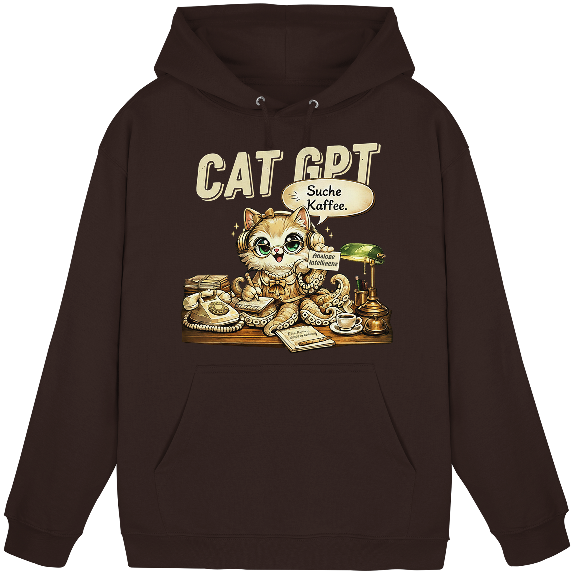 CAT GPT Lustige Retro Büro Katze - Basic Unisex Hoodie