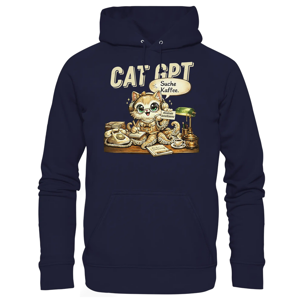 CAT GPT Funny Retro Office Cat - Basic Unisex Hoodie - PAWentura