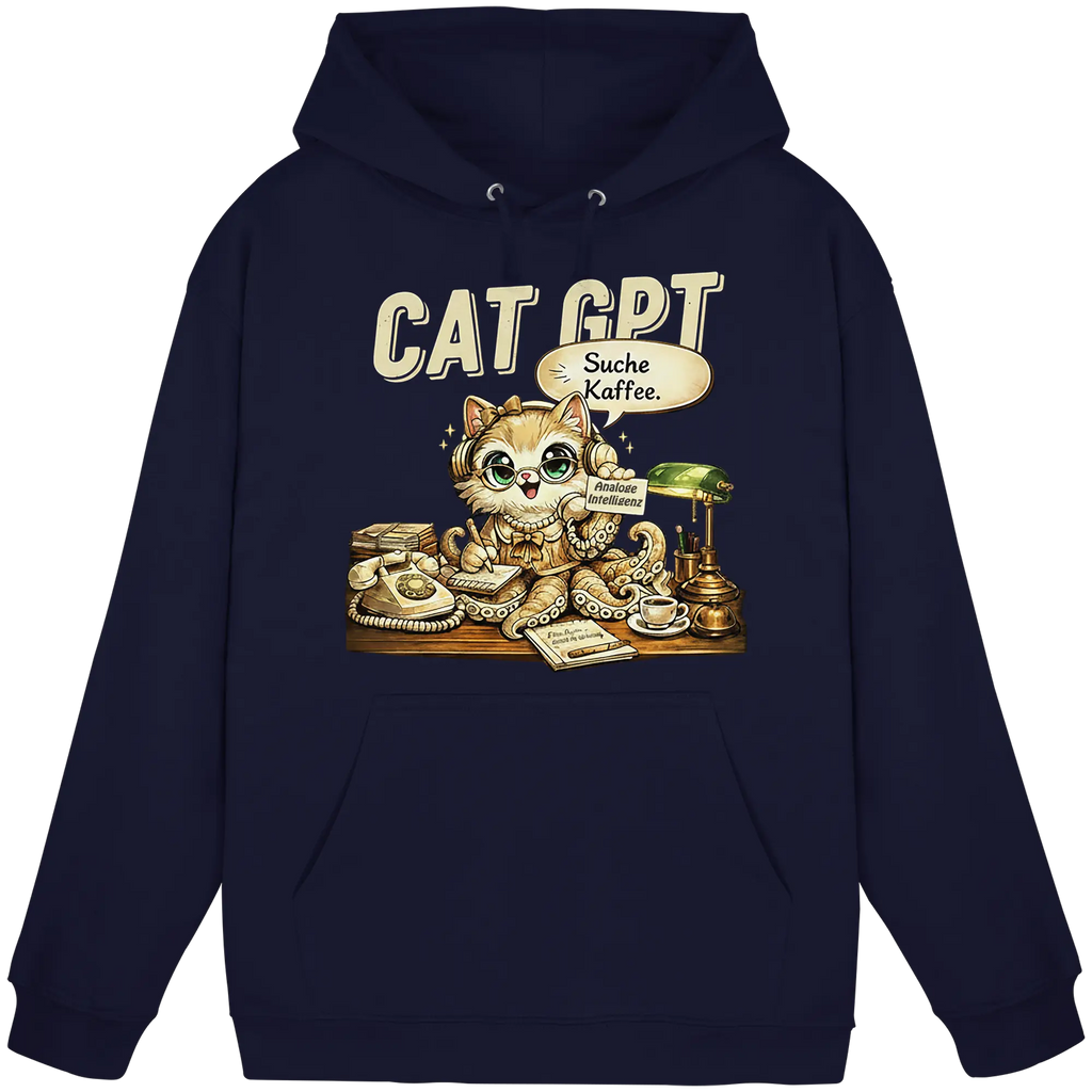 CAT GPT Funny Retro Office Cat - Basic Unisex Hoodie - PAWentura