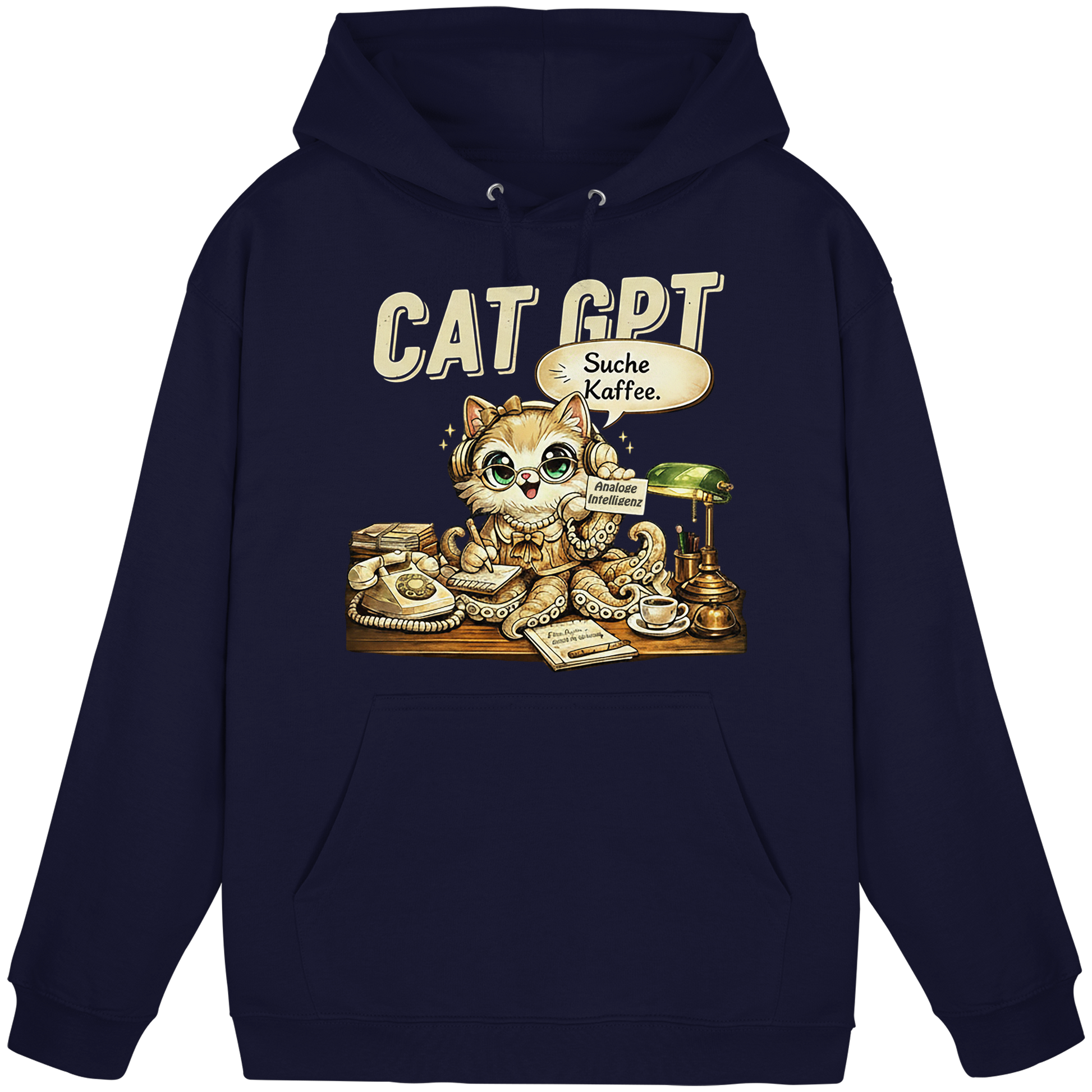CAT GPT Lustige Retro Büro Katze - Basic Unisex Hoodie