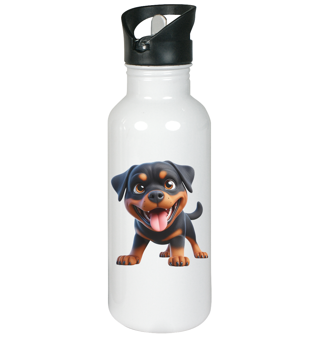 Rottweiler Cartoon Hund - personalisierbar - Edelstahl-Trinkflasche