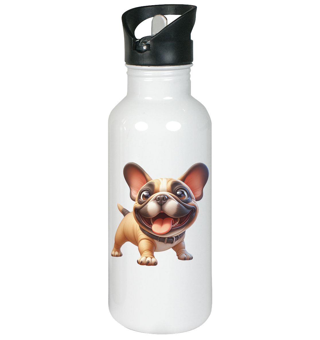 Französische Bulldogge Cartoon personalisierbar - Edelstahl-Trinkflasche