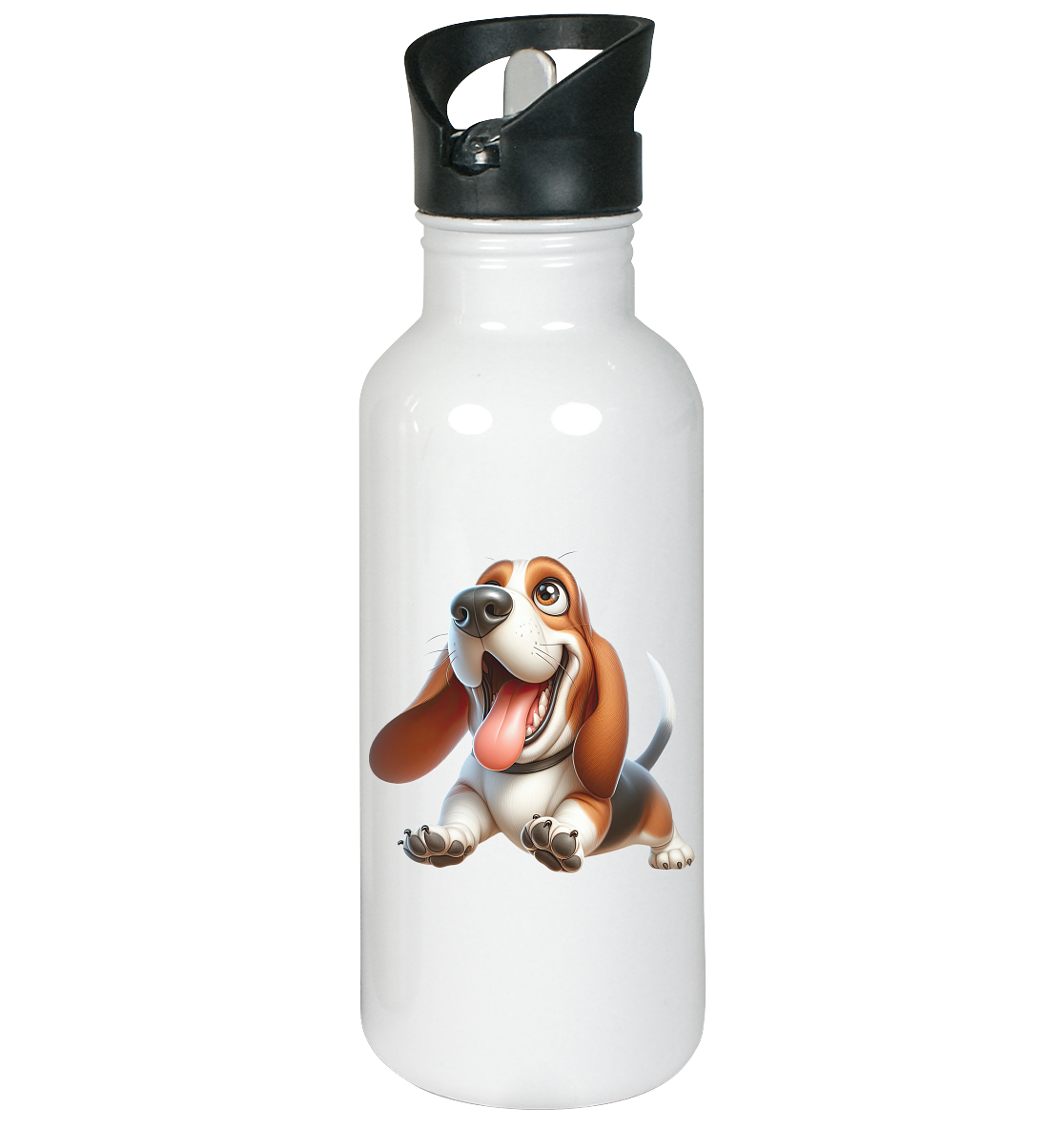Basset Hound Cartoon personalisierbar - Edelstahl-Trinkflasche