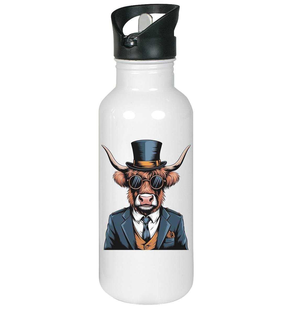 Highland Cow Steampunk - Edelstahl-Trinkflasche