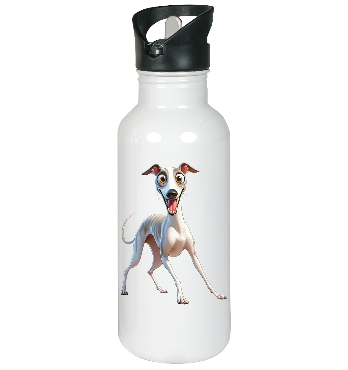Whippet Cartoon personalisierbar - Edelstahl-Trinkflasche