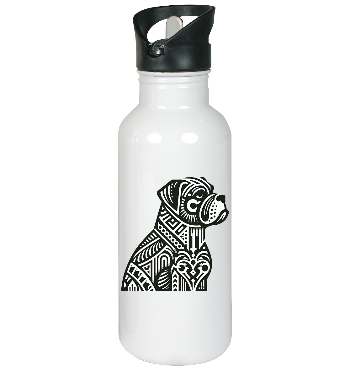 Hund Mastif Art Deco  - personalisierbar - Edelstahl-Trinkflasche