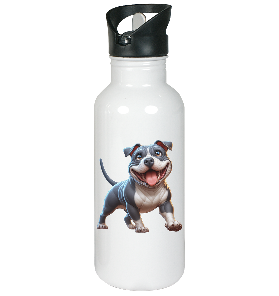 Pittbull Cartoon Hund personalisierbar - Edelstahl-Trinkflasche
