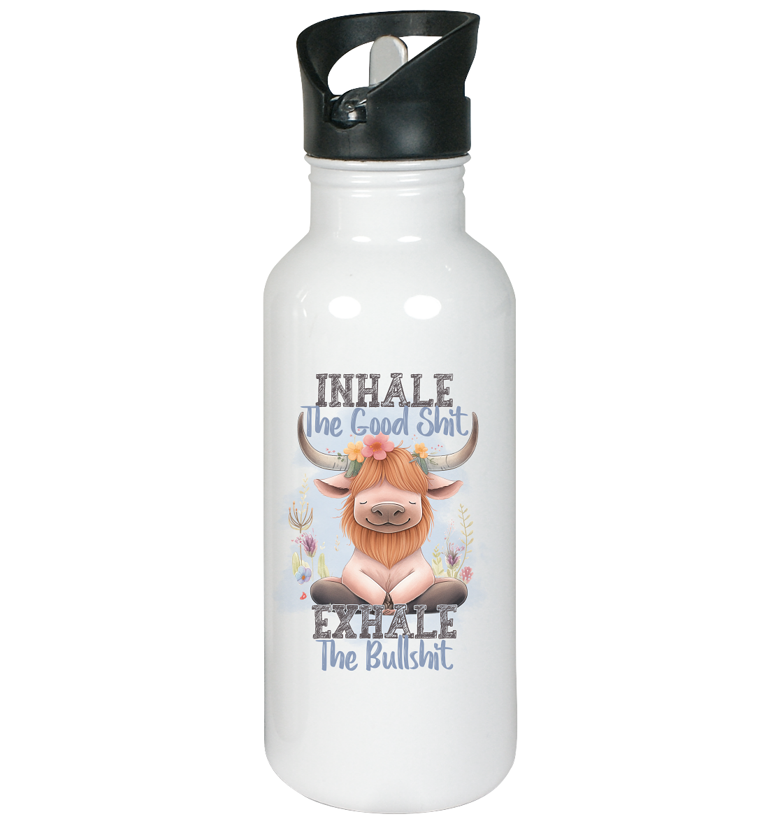 Yoga Highland Kuh - Edelstahl-Trinkflasche