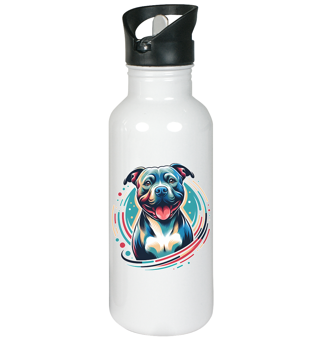 Happy Pittbull / Staffy PopArt - Edelstahl-Trinkflasche
