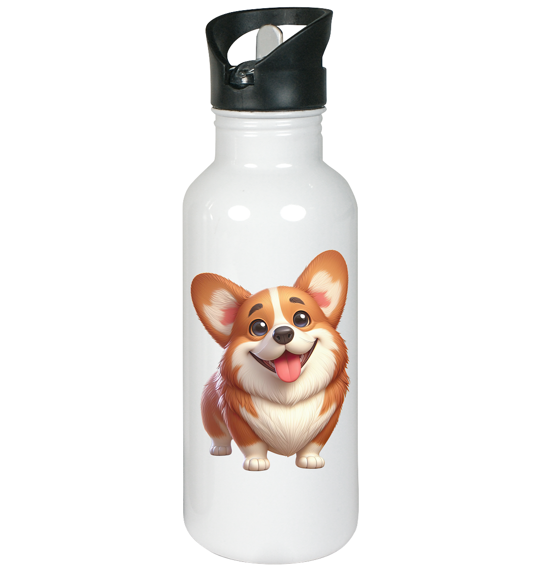 Corgi Cartoon Hund - persoinalisierbar - Edelstahl-Trinkflasche