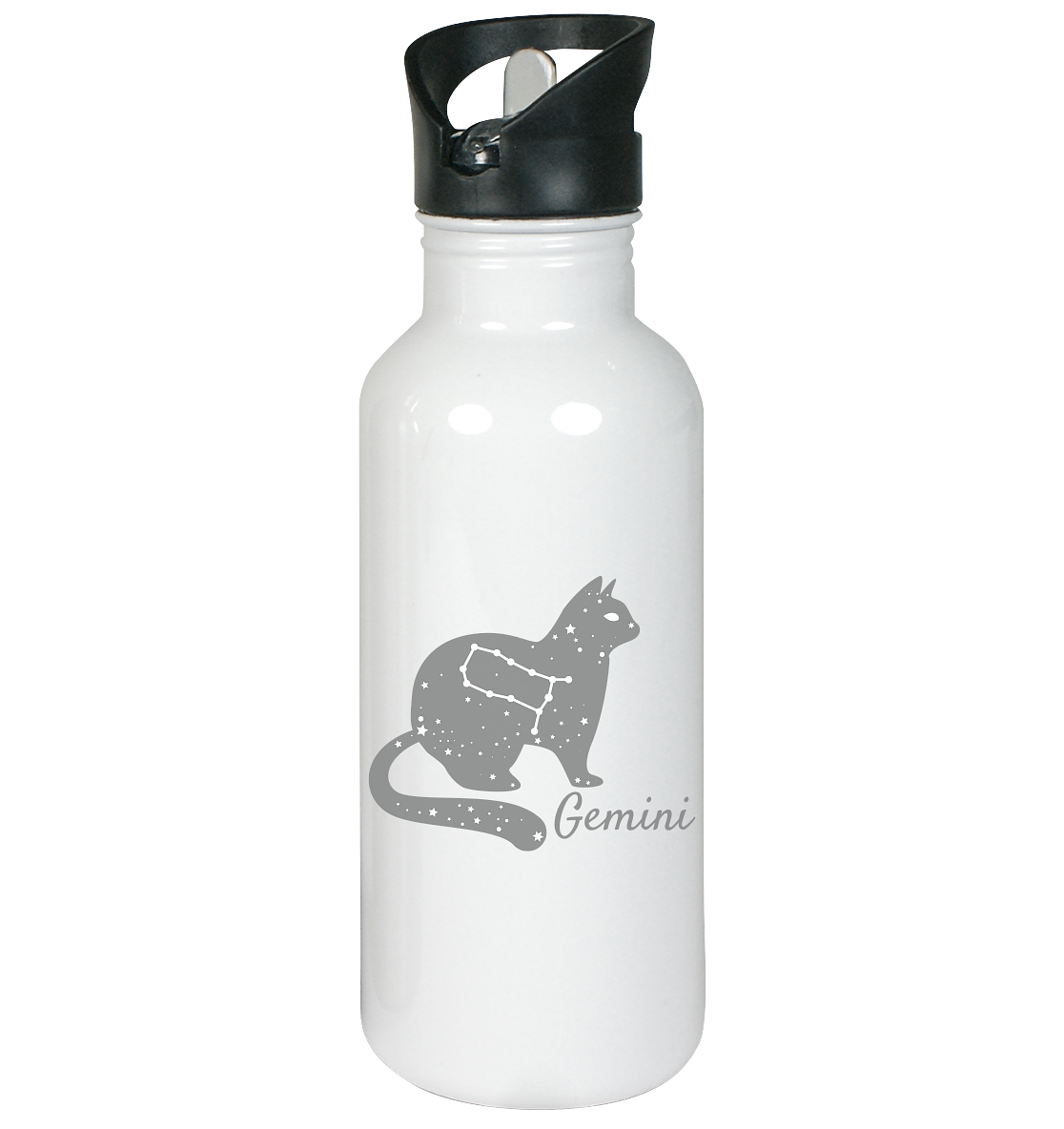 Sternzeichen Katze Zwilling - personalisierbar - Edelstahl-Trinkflasche