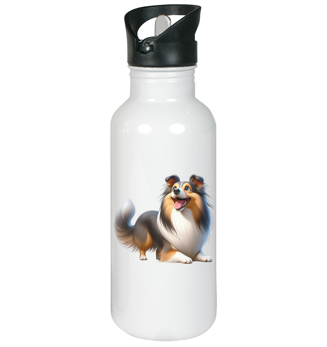 Shetland Sheepdog cartoon personalisierbar - Edelstahl-Trinkflasche