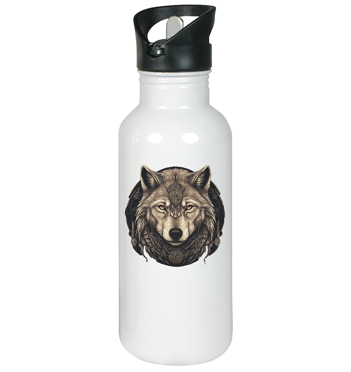 Wolf Fenris Viking Art - Edelstahl-Trinkflasche