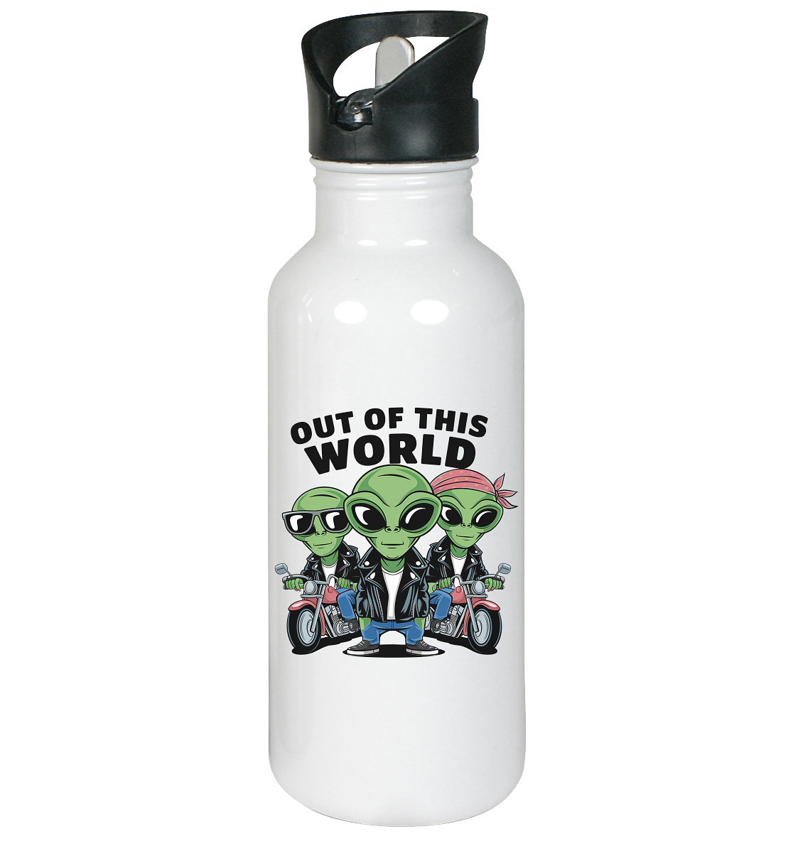 Out of this World Alien Biker - Edelstahl-Trinkflasche