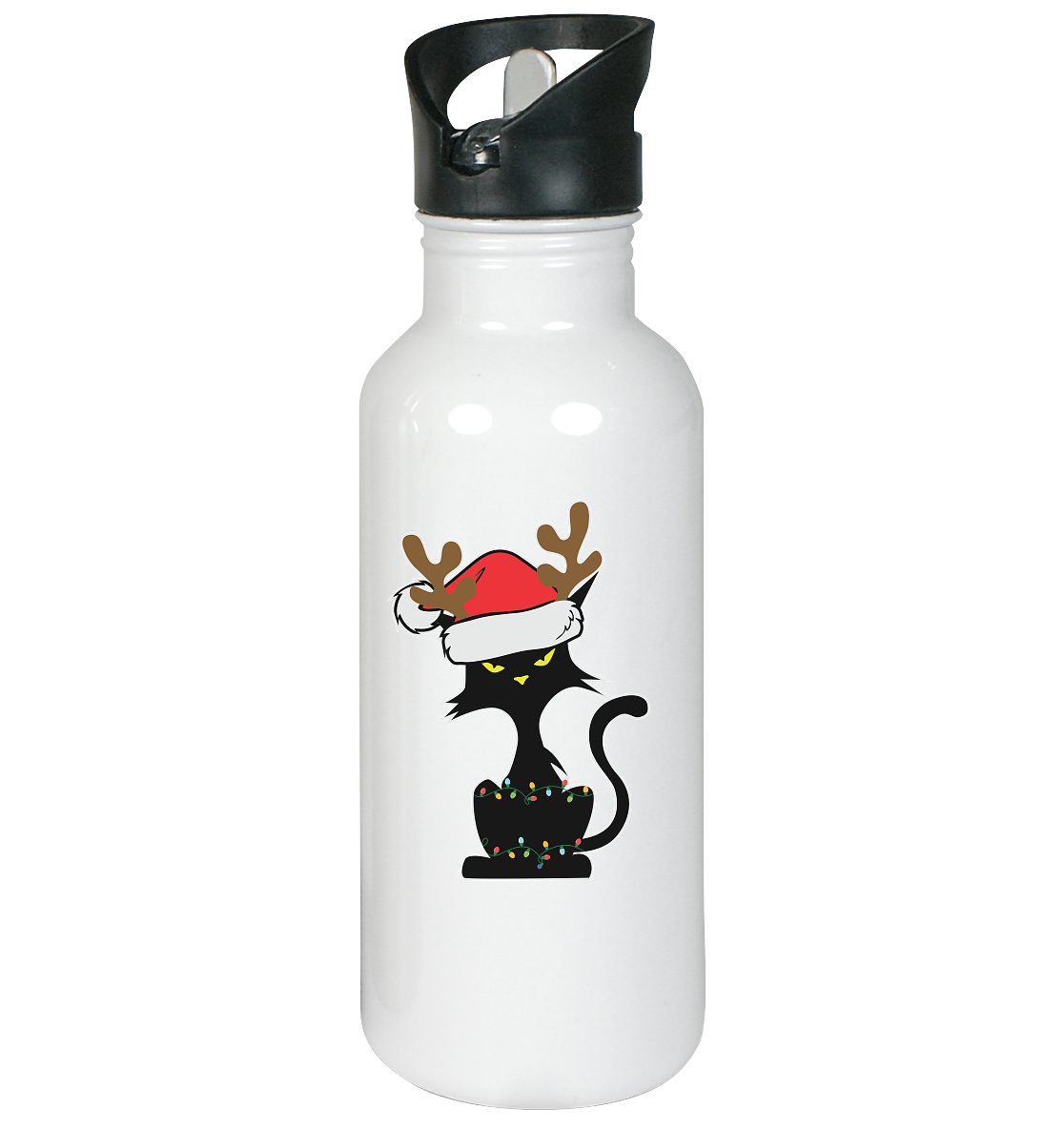 Grumpy Weihnachts Katze Cartoon - Edelstahl-Trinkflasche